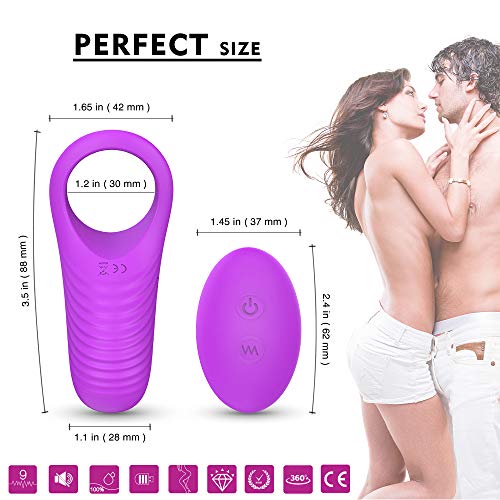 Vibrating Cock Ring, Remote Control 9-Speed Penis Ring Vibrator Medical Silicone Waterproof Rechargeable Powerful Vibration Sex Toy for Male and Couples