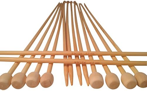 Bamboo Knitting Needles; 13.75" long; 1 set of 2 straight needles (US6, UK8, 4.0mm)