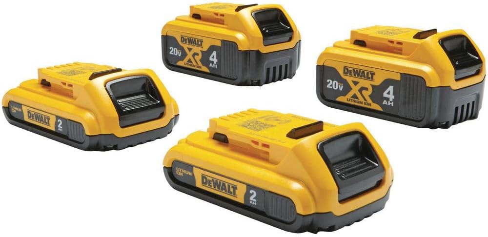 DEWALT 20V MAX Battery, Lithium Ion, 4-Ah & 2-Ah, 4-Pack (DCB3244) - - 