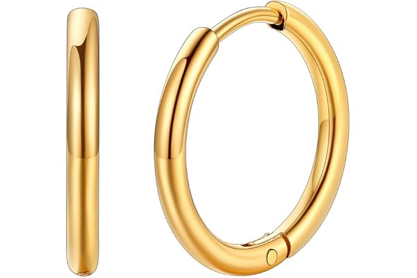 FaithHeart Stainless Steel Black/Silver/Gold Hoop Earrings for Men - Hypoallergenic Small Huggie Hoop Earrings Lightweight Sl