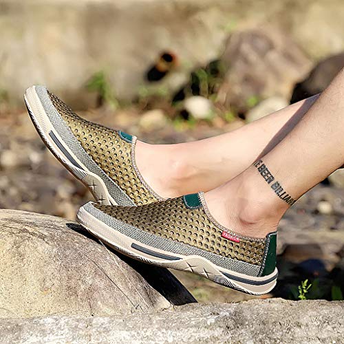 Men's Mesh Hollow Flats Shoes Breathable Comfortable Casual Soft Shoes Slip-On Loafer