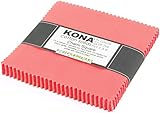 Kona Cotton Solids Pink Flamingo Charm Square 42 5-inch Squares Charm Pack Robert Kaufman CHS-561-42
