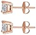 FANTOM Unisex Rose Gold Overlay 925 Sterling Silver Princess Cubic Zirconia Square White Cz Stud Earrings
