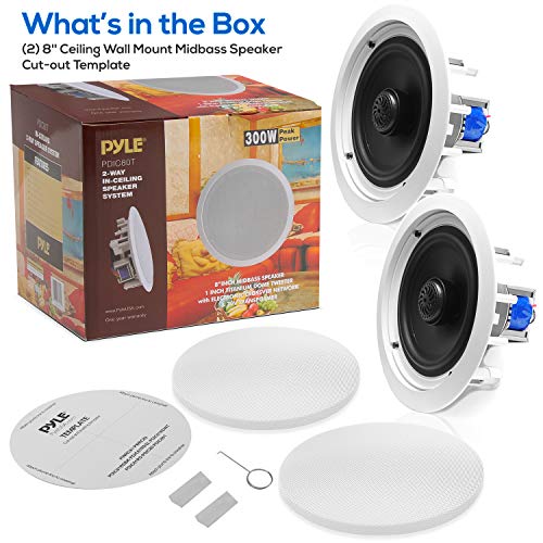 PYLE IN-CEILING 2-WAY 300W Speaker System Pdic80, In Ceiling Speaker