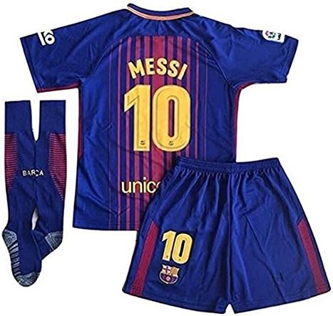 cyllr Messi #10 FC Barcelona 2017-2018 Youths/Kids Home Soccer Jersey Matching Shorts,Socks.Color Red/Blue Size 9-10Y