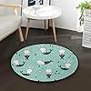 Naivey Round Area Rugs Animal Bunny Mermaid 3 Feet Non Slip Round Rug Soft Carpet Floor Mat Rugs for Living Room Bedroom