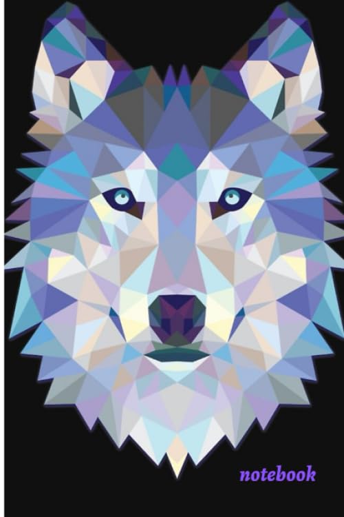 notebook: notebook origami wolf black notebook 120 lined pages 6/9"