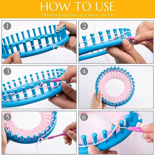 Shindel 27PCS Knitting Loom Set, Round Knitting Loom Kit Knitting Supplies with 20 Yarn Skeins for DIY Crafting Yarn Crochet Knitting