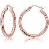 Hoops & Loops Sterling Silver 2.5mm Diamond-Cut Polished Round Hoop Earrings, 15mm, 20mm, 25mm