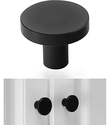 Lot De 6 Boutons D'armoire Noirs Mats. Poignées Noires. Boutons De