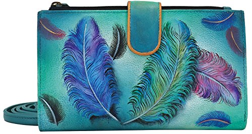 Anuschka Hand Painted Large Smartphone Case & Wallet Floating Feathers, Fft