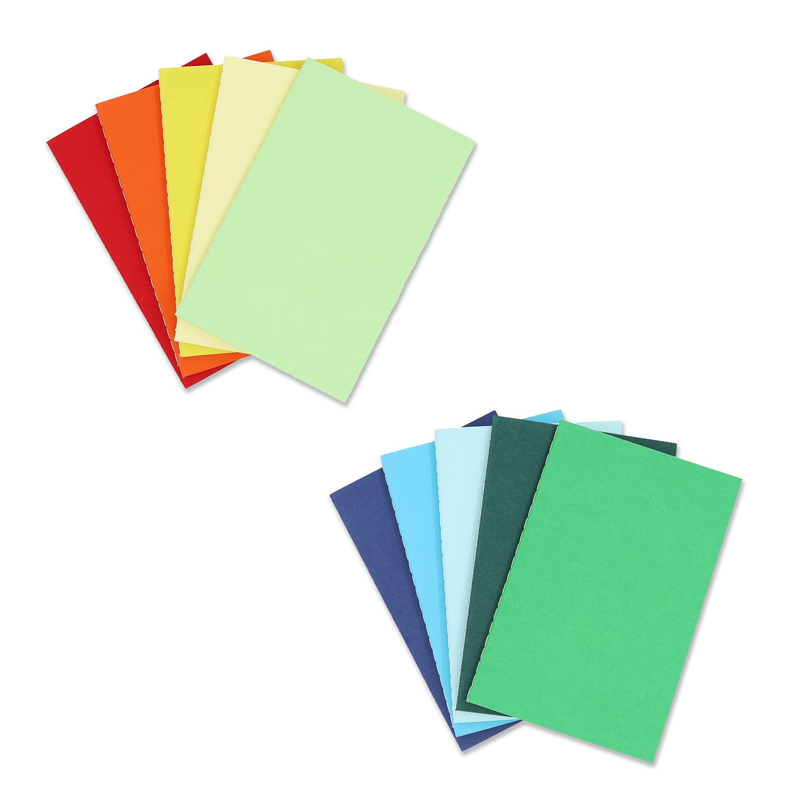 Quanerba 10 Pack A6 Notebooks Kraft Cover Colorful Rainbow Lined Pages 10 Colors, Small Notebooks Multipack for Diary, Travelers, Students, Office, Memo, School - 48 Lined Pages/24 Sheets (9x14cm)