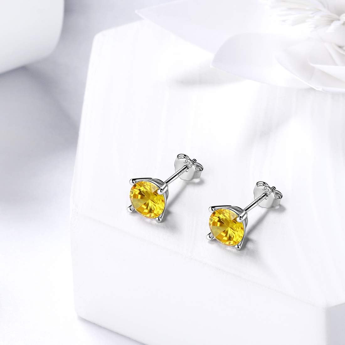 Aurora Tears November Birthstone Stud Earrings 925 Sterling Sliver Yellow Tapoz Birthstone Earring Birth Stone Jewelry Gifts for Women and Men DE0214N - Image 3