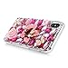 Mavis's Diary iPhone X Case, Full Edge Protective Plastic Case, 3D Handmade Crystal Clear Bling Diamonds Shiny Rhinestone Hard PC Cover for iPhone X Edition (Rose Florals)