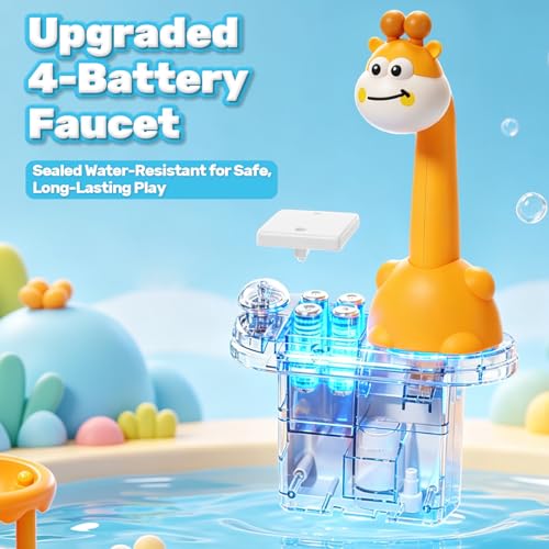 CUTE STONE Water Table, Play Sink with Running Water, Kitchen Pretend Play Set with Play Food & Tableware, Summer Outdoor Sensory Water Toy, Gift for Toddlers, Boys & Girls