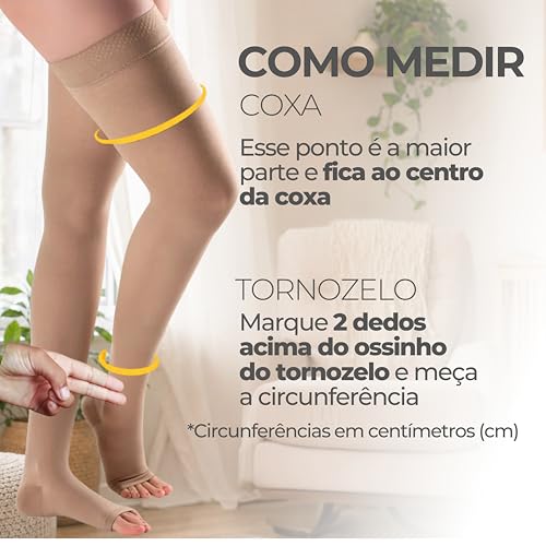 Meia de Compressão Feminina 7/8 Coxa ATTIVA 20-30 mmHg Ponteira Aberta | Indicada para varizes, trombose, edema e pós-cirúrgico. Compressão graduada alivia o peso e o cansaço nas pernas