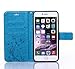 Auroralove iPhone 6 Plus/6s Plus Luxury Handmade Bling Rhinestone Soft Slim Flip Stand Wallet Case for iPhone 6 Plus/6s Plus 5.5 Flower Butterfly PU Leather Case for Girls Women-Blue