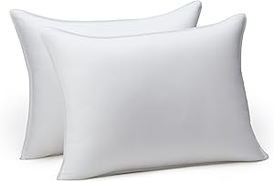 Amazon Basics Down Alternative Pillow for Back Side Sleepers, Medium Density, Standard Size, 26" x 20", 2-Pack, White