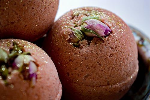 Rose Gold Bath Bomb - 100% Organic and Handcrafted - Beneficial Rose Clay Infused - Large Size - 5.5 oz