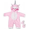 Suit+Shoes Dolls Outfit For 18 inch 43cm Baby Doll Cute Jumpers Rompers Doll Clothes (Powder (unicorn plush coat))