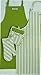 DII CAMZ35849 Cotton Gourmet Stripe Oven Mitt 7 x 13 and Pot Holder 8 x 9 Kitchen Gift Set, Machine Washable and Heat Resistant for Cooking and Baking-Parsley Green