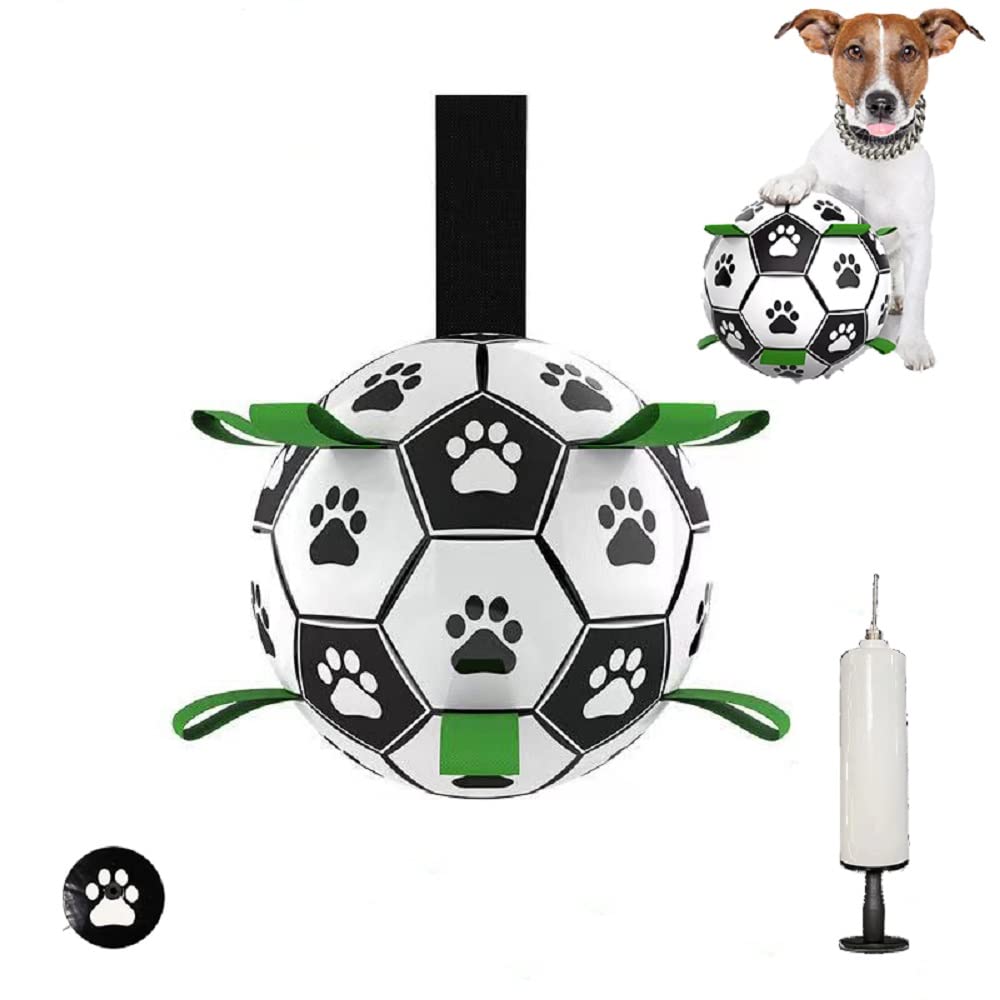 Healthman Dog Toy Balls with Straps, Interactive Dog Toys and Fun Dog Football for Water, Garden & Outdoors (Medium)