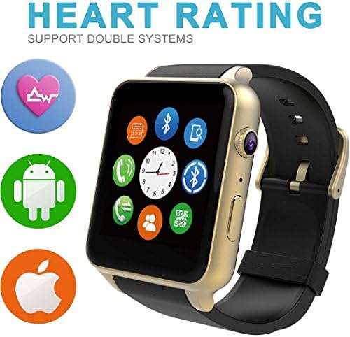 Wingtech GT88 Smart Watch,Bluetooth 4.0 Connectivity Sports Activity Tracker with Heart Rate Monitor Magnetic Charging Health Exercise Fitness Tracker for Android/Apple iOS (Gold)