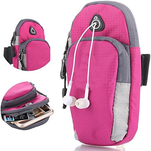 Nylon Sports Armband Arm Band Bag Key Money Card Cellphone Holder 2 Pockets Earphone Hole for Apple Iphone 6/6s/Plus 5/5s/5c Ipod Galaxy S6/S5/S4 for Jogging Running Yoga Fitness Gym Hiking