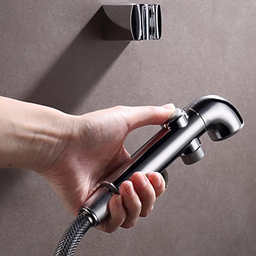 SonTiy Handheld Bidet Sprayer Shattaf Cloth Diaper Sprayer for Toilet Attachment with Adjustable Water Pressure Control Shut-off Brass T- Valve ABS Chrome