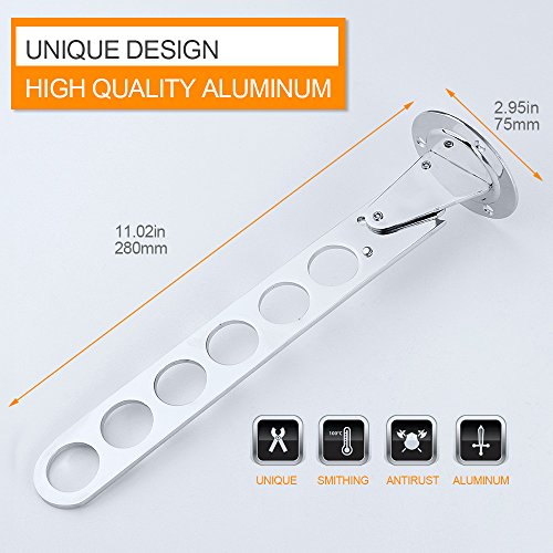 Gimify Adjustable Closet & Laundry Valet Wall Mount Hanger Holder Closet Organizer 6 Hole 2 Pack