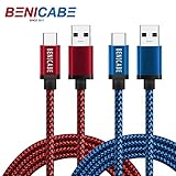 Galaxy S9 Charger, Benicabe (6 Ft 2-Pack) Nylon Braided Cord, USB 3.0 Type C (3 Amp) Fast Charging Cable for Samsung S9 Plus S8 Note 8, LG V20, Pixel 2, Moto Z, Nintendo Switch (Red & Blue)