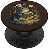 Cute Cottagecore Aesthetic Frog Book Reading Lover Librarian PopSockets Adhesive PopGrip