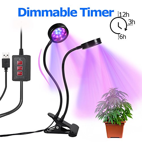 LED Grow Light,Grow Lights With Timing Function,Dual Head Full Spectrum Lamps for Indoor Plants, Hydroponic Gardening Greenhouse,Adjustable Gooseneck Bulbs, 3/6/12H Timer