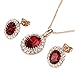 Yoursfs Ruby Jewelry Set for Women Pendant Necklace & Stud Earrings & Rings Set 18K Rose GP Wedding