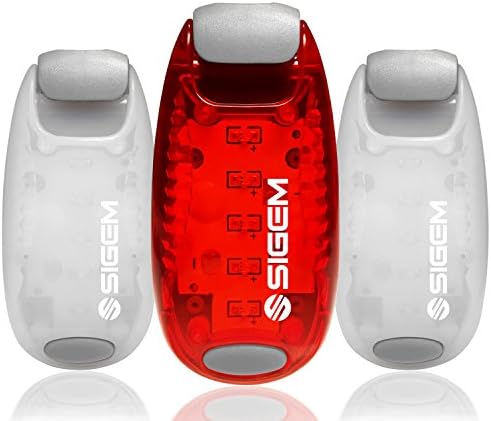 LED Safety Lights + FREE Bonuses | Clip on Flashing Strobe Light High Visibility for Running Jogging Walking Cycling Best reflective gear for Kids Dogs Bicycle Helmet Bike Tail light (White-Red-White)