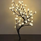 Best Choice Products 64-Piece Table Desk Top Cherry Blossom Tree Warm LED Lights