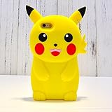 Pikachu Case With Neck Strap For iPhone 6 / iPhone 6s Regular Small Size 4.7 Back Covers Soft Silicone Material 3D Cartoon Design Ultra Thick Drop Resistant Cute Protective Yellow Color