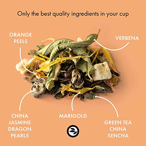 "Mellow Mandarine" Grüner Tee Lose BIO mit Mandarine Grapefruit Geschmack, 100 Gramm Aromatisierter Grüntee in Dose (ca. 40 Tasse) von alveus – Bild 3