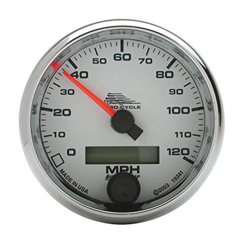 AutoMeter Gauge, Speedo, 2 5/8", 120 Mph, Elec, White, Pro-Cycle (19341)