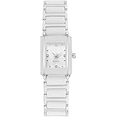BESTKANG Vintage Square Ceramic Ladies Quartz Watch with Diamond Accents, Waterproof, Elegant Women's Wrist Watch