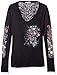 Hot Leathers Skull Bouquet Ladies Burnout Long Sleeve Biker Tee (Black, X-Large)