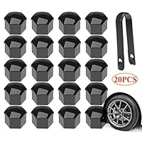 DFYOU 20PCS 17mm Universal Car Wheel Lug Nut Cover Black Plastic with Removal Tool Protection Auto Hub Screw Bolt Head Cap Tire Protector for VW Golf Skoda BWM