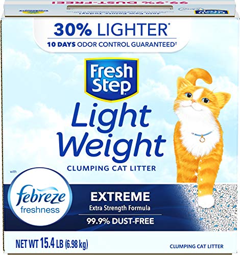 FRESH STEP LIGHTWEIGHT EXTREME SCENTED LITTER WITH THE POWER OF FEBREZE, CLUMPING CAT LITTER, 15.4 POUNDS (PACKAGE MAY VARY)