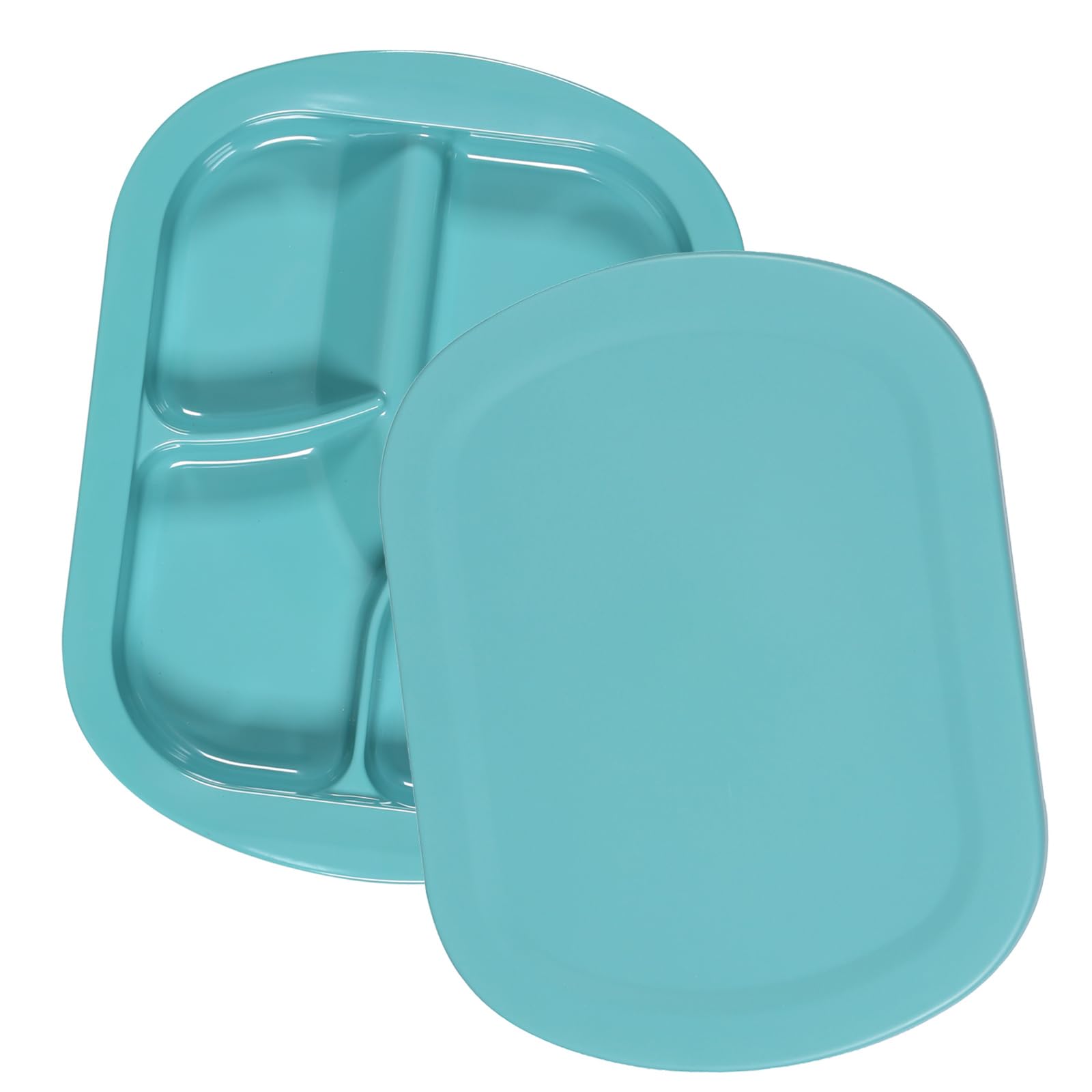 Ehucon Adaptive Utensils Scoop Compartment Deep Dinnerware with Extra Wall, Spill-Proof Divided Plate, Non-Slip Adaptive Diner Wares for Elderly (4-Compartment Deep Plate with Lid)