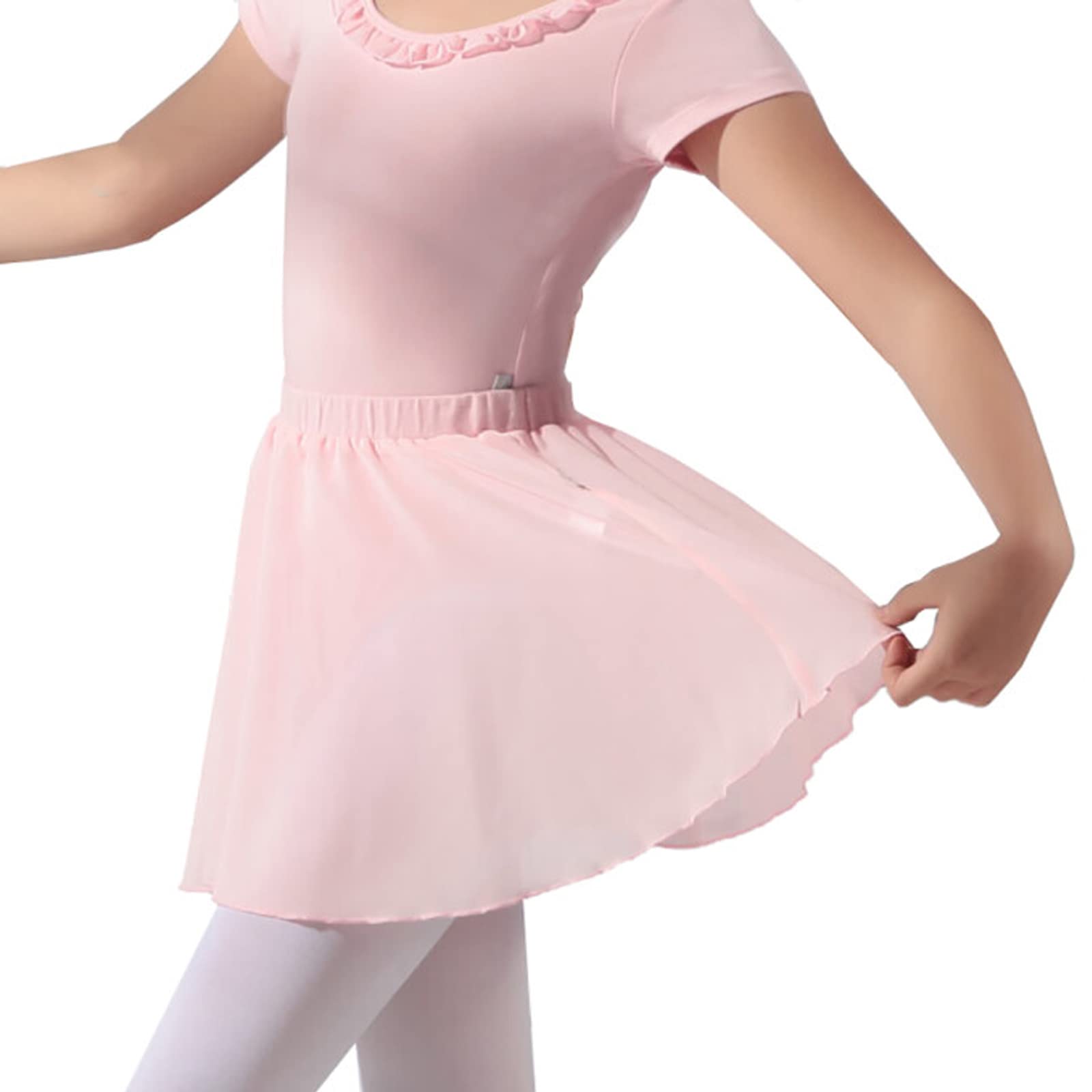 DANCEYOU Ballet Dance Skirts Narrow Belt Wide Belt Chiffon Skirts for Kids Girls Toddler Performance Pull-On Skirt