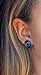 Antiqued Bronze-Tone Faceted Resin Cellophane Blue Stud Earrings 12mm