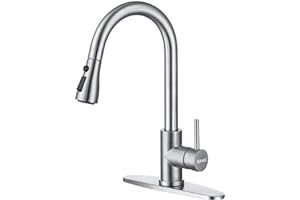 HUAAKE Kitchen Faucet with Pull Down Sprayer, Multi-Function Stainless Steel Single Handle High Arc Kitchen Sink Faucet, 360°