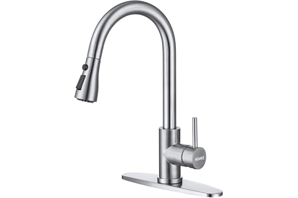 HUAAKE Kitchen Faucet with Pull Down Sprayer, Multi-Function Stainless Steel Single Handle High Arc Kitchen Sink Faucet, 360°