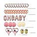 Kwayi Baby Shower Decoration Set, Rose Gold Theme Baby Shower Decoration With OH BABY Banner Rose Gold Balloon And Tissue Paper Pom Poms Toal 35PCS For Baby Shower Party Decoration