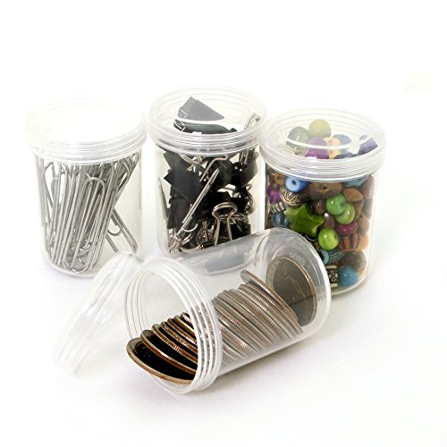 12 Plastic Containers with Rounded Screw-Top Lids - Crafting Beading Sewing Jewelry Organizers - Thumbnail 2